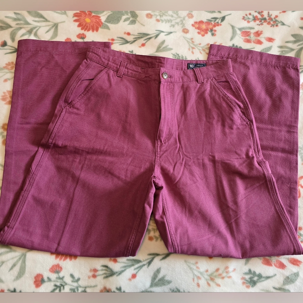 Womens GAP Wide Leg High Waisted Heavy Pink Denm 90s Style Carpenter Pant
